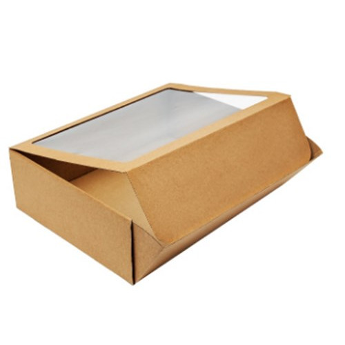 400х300х120 Картонная коробка для пирога с прозрачным окном (Д25-28см) (МГК) (бур/бур) Россия