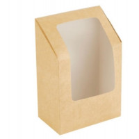 Упаковка для роллов, сэндвичей 130х90х50мм ECO ROLL С окном цвет Крафт DoECO (х50/500)