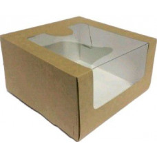 180х180х100мм Коробка тортовая с окном картон (КТ100) (бел) Россия
