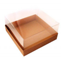 240х240х110 Крышка для картонной коробки для торта до 2 кг прозрач (Fupeco) Россия