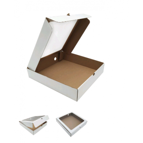 300х300х60 Картонная коробка для пирога с окном (Д25-30) (МГК) (бел/бур) Россия