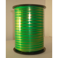 Лента упаковочная 0,5см х 250 ярдов/228,5м (зеленая с золотой полосой) Китай