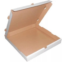 Коробка картонная для пиццы 420х420х40мм профиль Т-22-В гофрокартон КАМ цвет Белый/Бурый (х50)