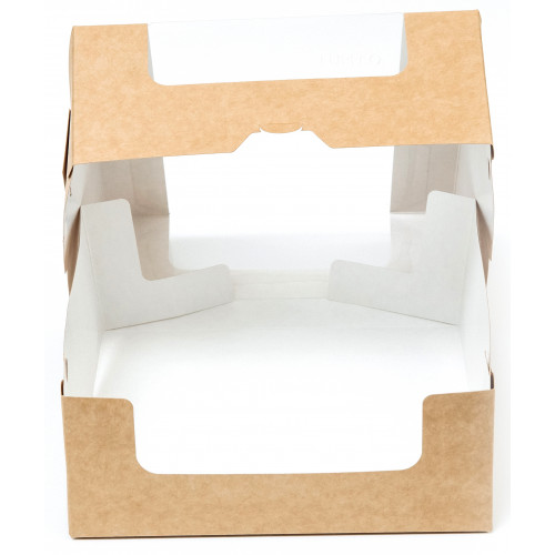190х185х75 Коробка для торта самосборная с круговым окном бур/бел (Fupeco) Россия