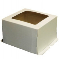 300*300*300 Крышка для картонной коробки для торта с прозр. окошком от 1 до 7 кг бел/бур (D=15-30см) Россия