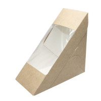 Упаковка для сэндвичей 130х130х70мм Sandwich 70 С окном цвет Крафт/Белый OSQ (х600)