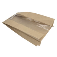 Пакет бумажный с окном и плоским дном 170(80)х80х370мм 40г/м2 цвет Крафт (х1000)