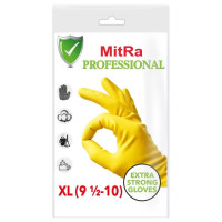 Перчатки хозяйственные латексные MitRa Professional, с х/б напылением (XL) цвет Желтый (х1/144) Таиланд