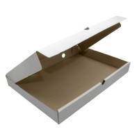 Коробка картонная для римской пиццы 320х220х50мм профиль Т-22-В гофрокартон КАМ цвет Белый/Бурый (х50)