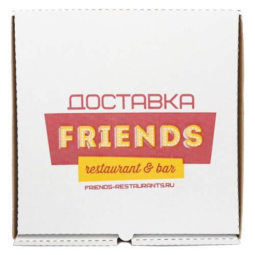320х320х40 Коробка под пиццу бел/бур "Френдс" (профиль Е) Россия