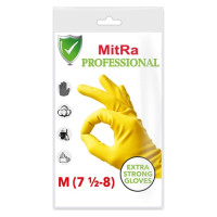 Перчатки хозяйственные латексные MitRa Professional, с х/б напылением (M) цвет Желтый (х1/144) Таиланд