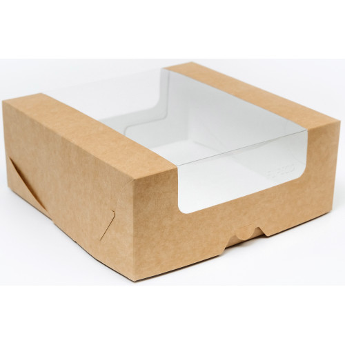 190х185х75 Коробка для торта с круговым окном бур/бел (Fupeco) Россия