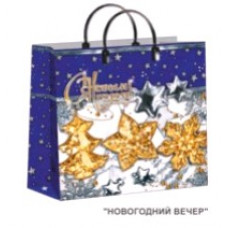 Подарочные пакеты 30х30+10 (150) из мягкого пластика (Интерпак НГ) х10 (Новогодний вечер) Россия