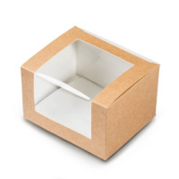 Упаковка для кондитерских изделий 130х110х80мм Solo show box С окном цвет Крафт OSQ (х250)