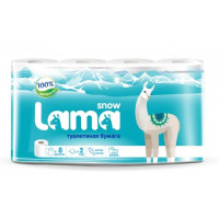 Туалетная бумага 2х слойная Snow Lama 8 рулонов (х1/6) [упаковка]