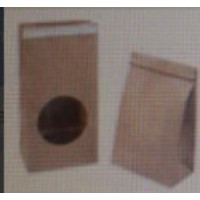 100(70)х60х200мм Пакет бумажный "с окном" крафт70 с клеевой лентой (прямоуг дно) Россия