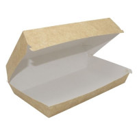 Упаковка для хотдога с крыш. 215х75х40мм цвет Крафт/Белый OSQ (х400)