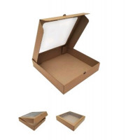 300х300х60 Картонная коробка для пирога с окном (Д25-30) (МГК) (бур/бур) Россия