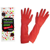 Перчатки хозяйственные латексные с удлиненной манжетой (L) цвет Красный (х1/120)