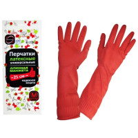 Перчатки хозяйственные латексные с удлиненной манжетой (M) цвет Красный (х1/120)