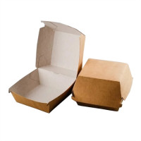 Контейнер бумажный для гамбургера 120х120х100мм BURGER Размер XL цвет Крафт/Белый Packton (х300)