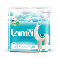 Туалетная бумага 2х слойная Snow Lama 4 рулона (х1/12) [упаковка]
