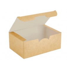 Коробка картонная для наггетсов 115х75х45мм ECO FAST FOOD BOX S для 6 шт. Размер S (мини) цвет Крафт/Белый DoECO (х50/600)