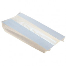 Пакет бумажный с окном и плоским дном 110(60)х60х300мм 40г/м2 ЭДП цвет Белый (х3000)