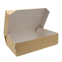 Коробка картонная для десерта 1900мл 230х140х60мм CAKE ламинированный цвет Крафт/Белый Packton (х300)