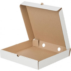 Коробка картонная для пиццы 400х400х40мм профиль Т-21-Е микрогофрокартон КБК цвет Белый/Бурый (х50)