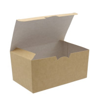 Коробка картонная для наггетсов 150х91х70мм FAST FOOD BOX для 9 шт. Размер L (миди)ламинированный цвет Крафт/Белый Packton (х25/200)