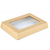Крышка для бумажного контейнера 160х120мм ONECLICK PAPERLID для 500 мл С окном цвет Крафт (х400)