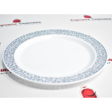 Тарелка Complement пластиковая белая с серебряной ажурной каймой d=230мм 12шт./уп., Китай