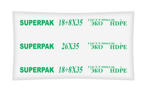 Пакет фасовочный, ПНД 18+8x35 (8) В пластах SuperPak зеленая ЭКО (арт 80070) Россия [упаковка]