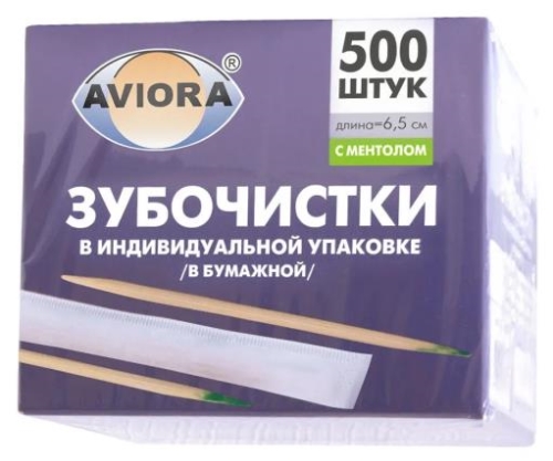 Зубочистки в индивид. бум. упаковке с ментолом (50уп/500шт) Китай