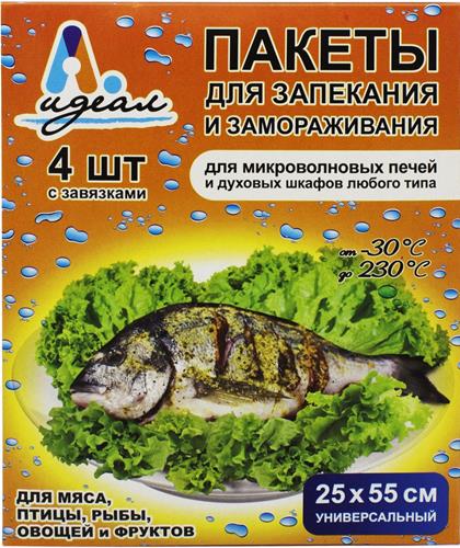 25х55 Пакеты для запекания в конверте Идеал универсальные (х4) Россия