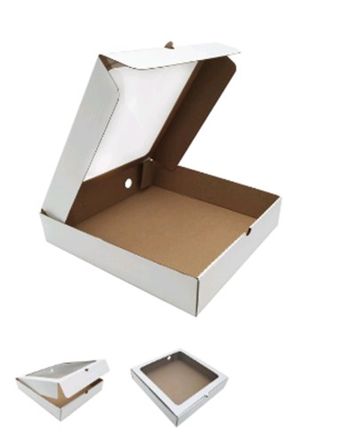 300х300х60 Картонная коробка для пирога с окном (Д25-30) (МГК) (бел/бур) Россия
