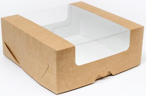 190х185х75 Коробка для торта самосборная с круговым окном бур/бел (Fupeco) Россия