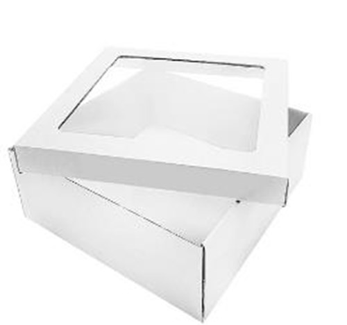 300х300х120 Коробка картонная для подарков с окном бел/бел (с прозрачным окошком (кр+дно)) Россия