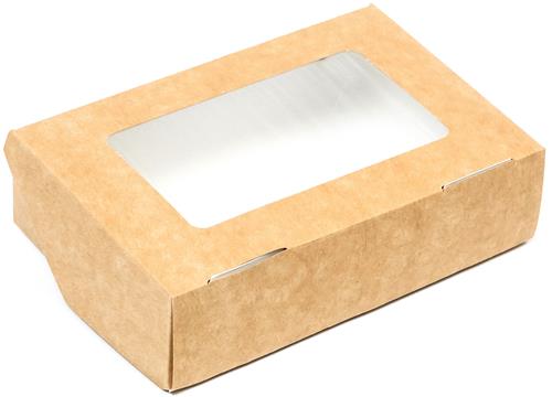 150х100х40 Коробка для пирожных с окном и ламинацией бур/бел (Fupeco) Россия