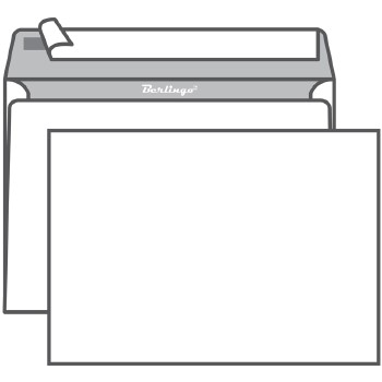 Конверт C5, б/подсказа, б/окна, отр. лента, внутр. запечатка, термоусадка (х100) Россия