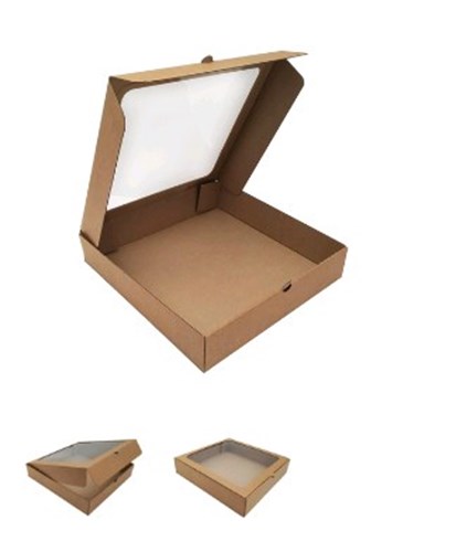 300х300х60 Картонная коробка для пирога с окном (Д25-30) (МГК) (бур/бур) Россия