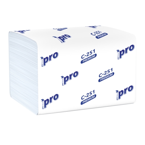 Салфетки бумажные диспенсерные 21х16см PRO Tissue 2х слойные, V сложение, N4, 200 шт. C251 (х1/20) [упаковка]