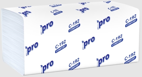 21х22 см (Н3) Полотенца бумажные PRO Tissue (С192) V-сложения 1-сл (250 листов) Россия [упаковка]
