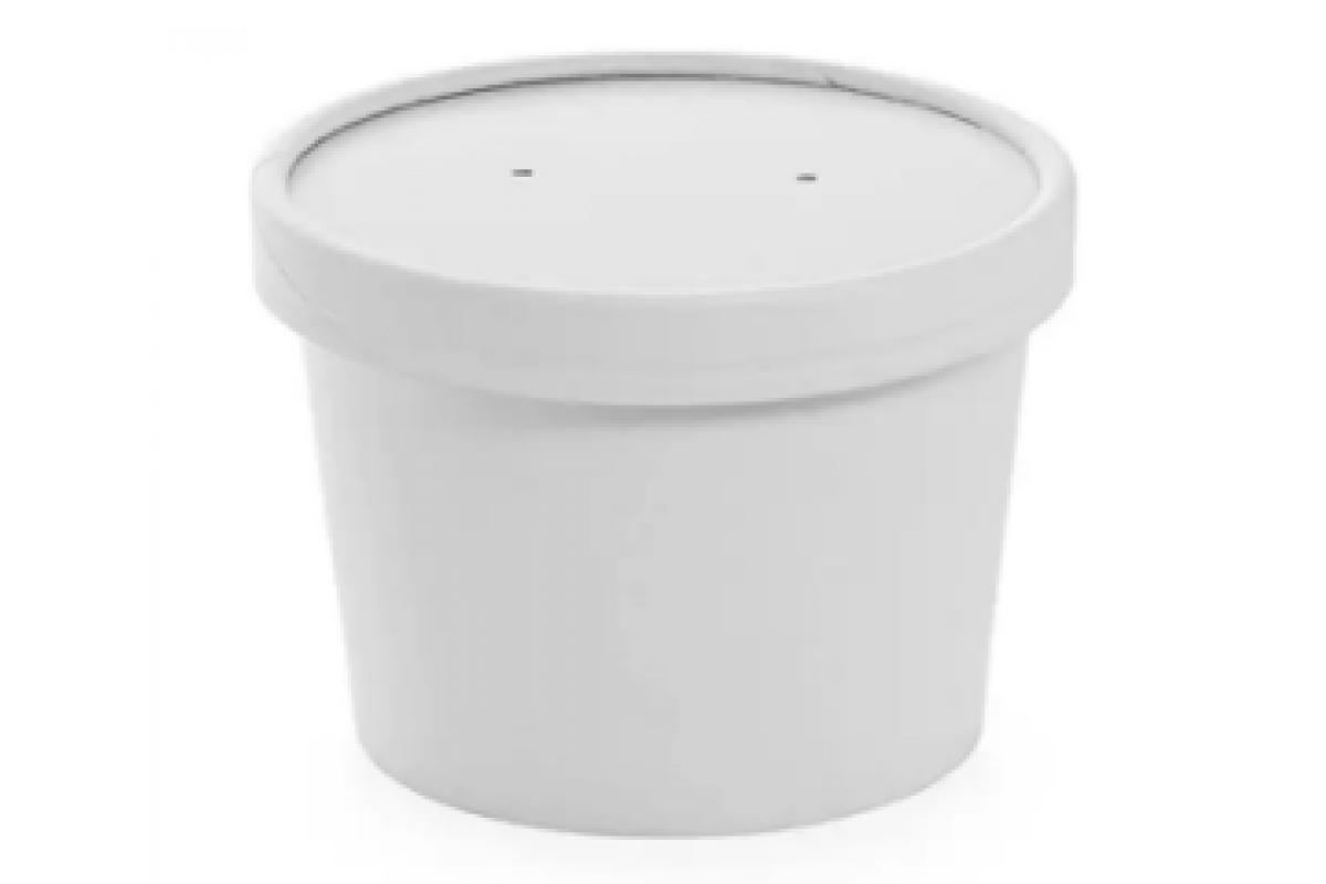 Белая картонная крышка Round Bowl 300-500 White lid